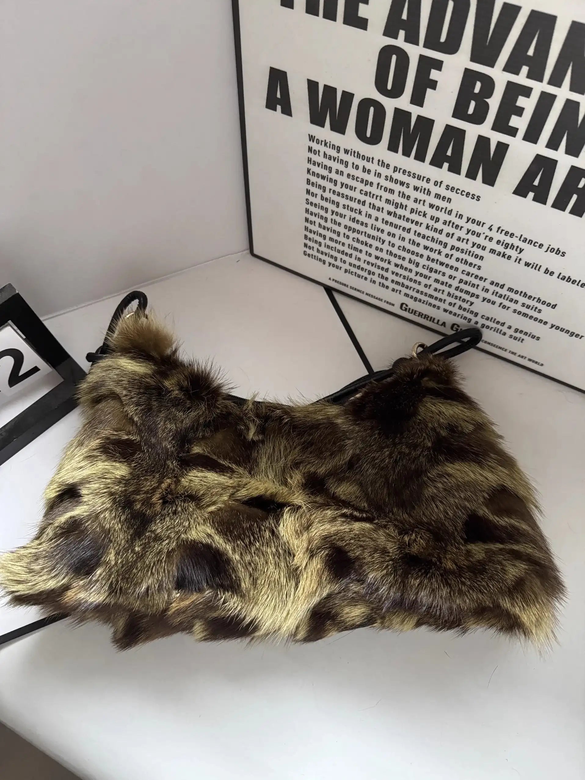 Winter Fox Fur Shoulder Bag Real Silver Fox Fur Exclusive