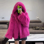 Lili Rose Oversized Real Fox Fur Coat with Hood
