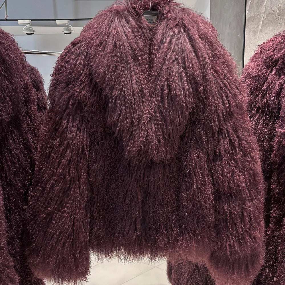 Anna Lisa Mongolia Fur Coat With Collar - La Vita Rosa