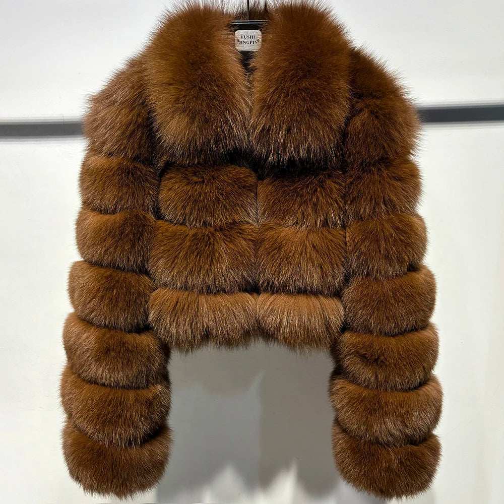 Anastasia Chic Cropped Fox Fur Coat - La Vita Rosa