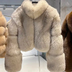 Brie Royale High Collar Fox Fur Cropped Coat