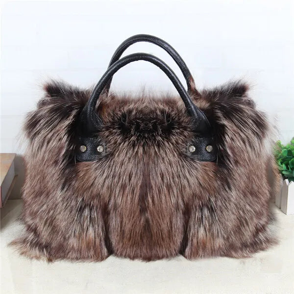 Fox Fur Luxury Tote Bag Exclusive Designer Handbag