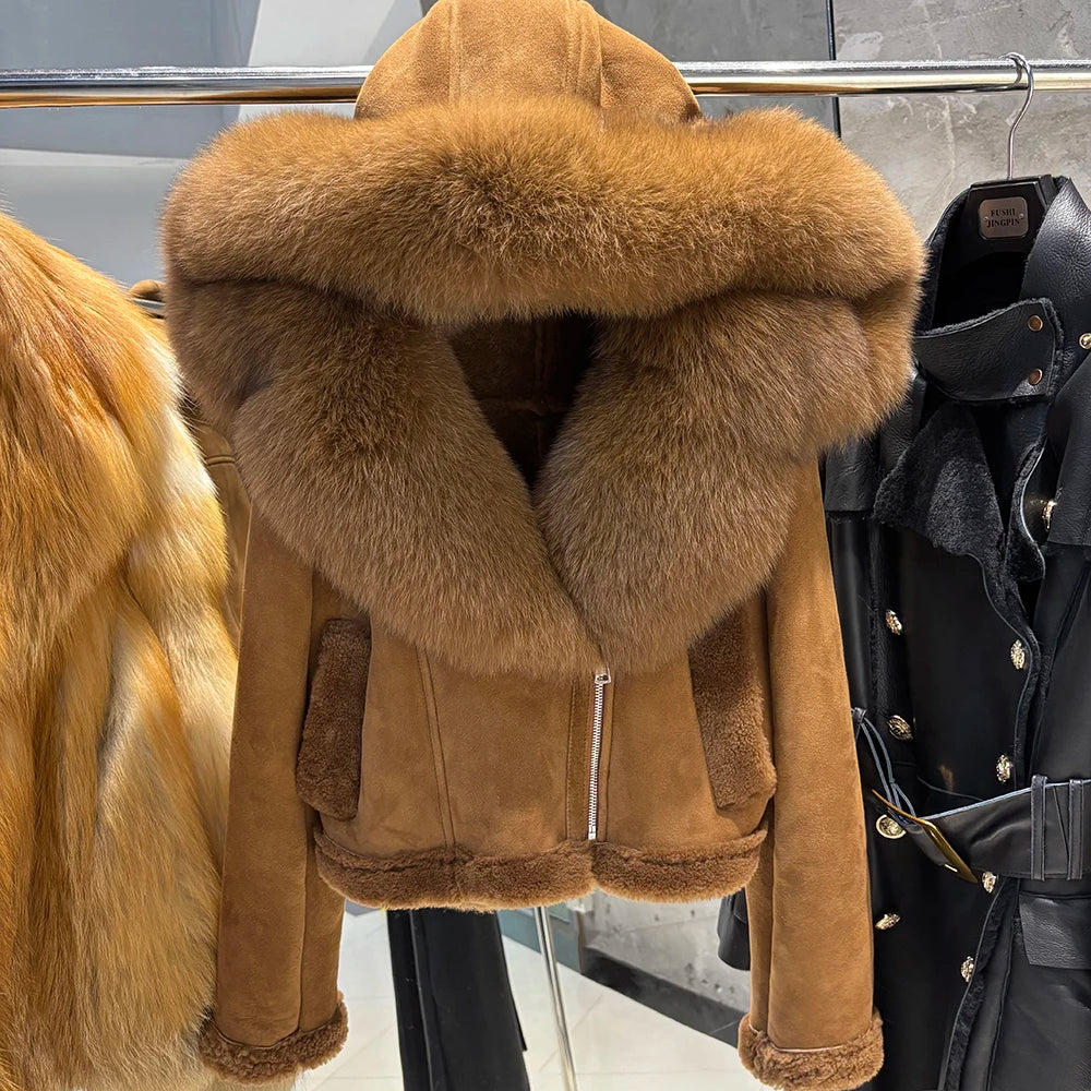 Nelly Shearling Coat With Hood