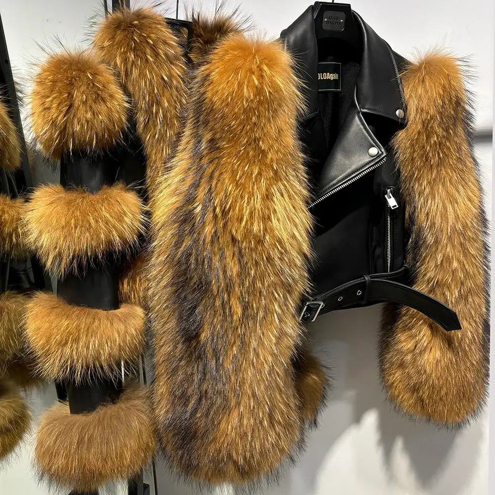 Regina Genuine Leather and Natural Fur Coat