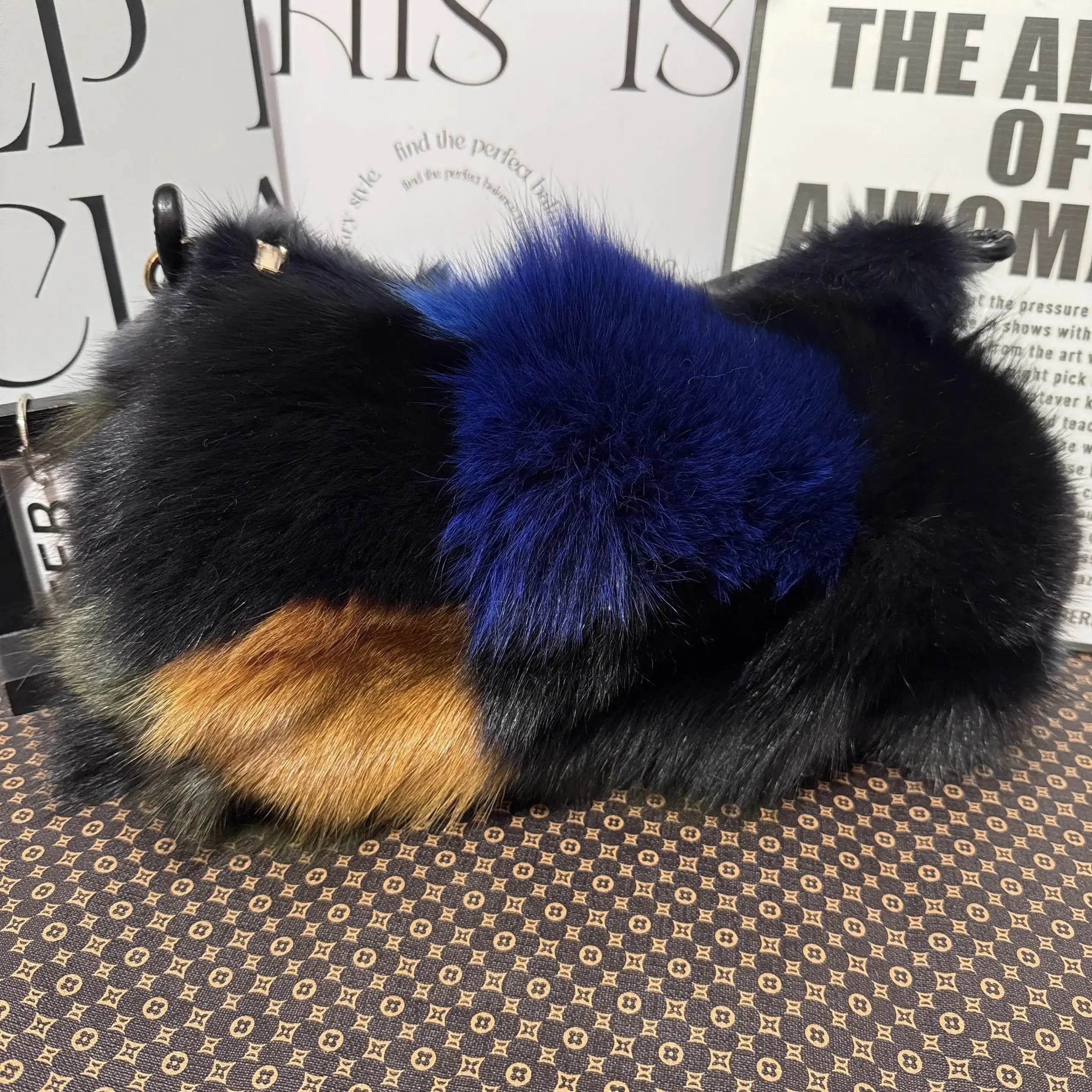 Winter Fox Fur Handbag Real Silver Fox Fur Elite