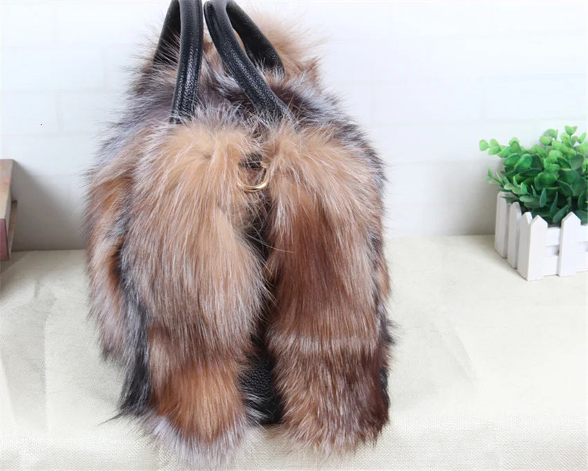 Fox Fur Crossbody Bag Designer Luxury Handbag Exclusive