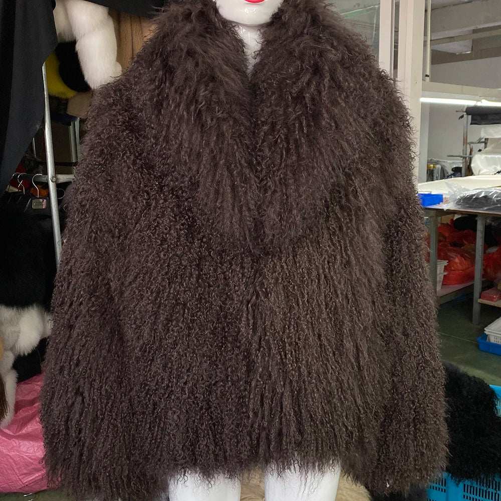 Anna Lisa Mongolia Fur Coat With Collar - La Vita Rosa