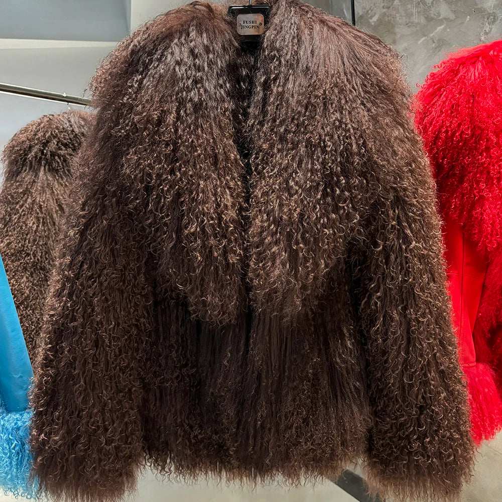 Anna Lisa Mongolia Fur Coat With Collar - La Vita Rosa