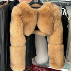 Serena Glow Cropped Fox Fur Coat