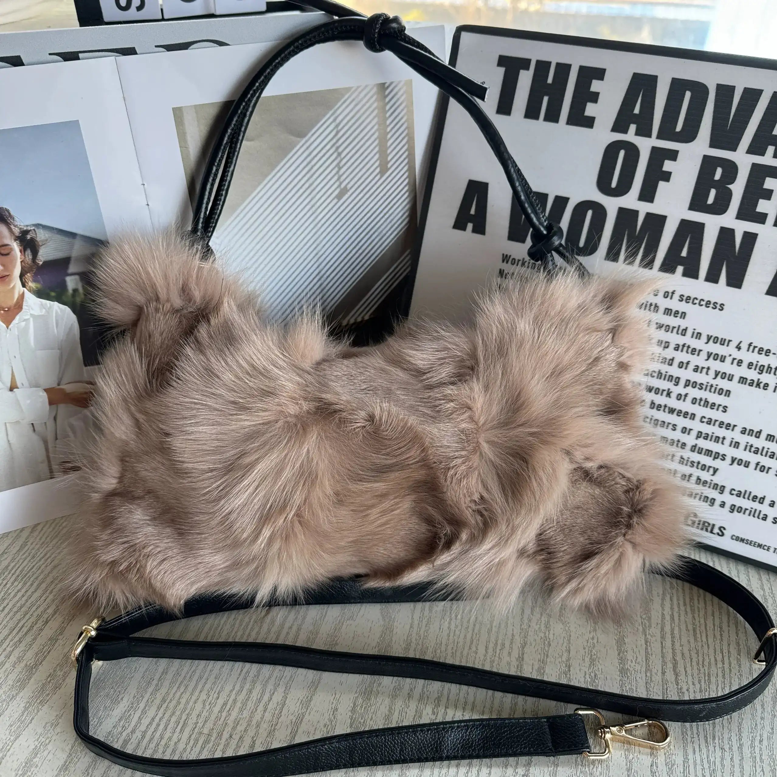 Winter Fox Fur Bag Real Silver Fox Fur Shoulder Bag Elite