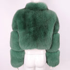 Brie Royale High Collar Fox Fur Cropped Coat