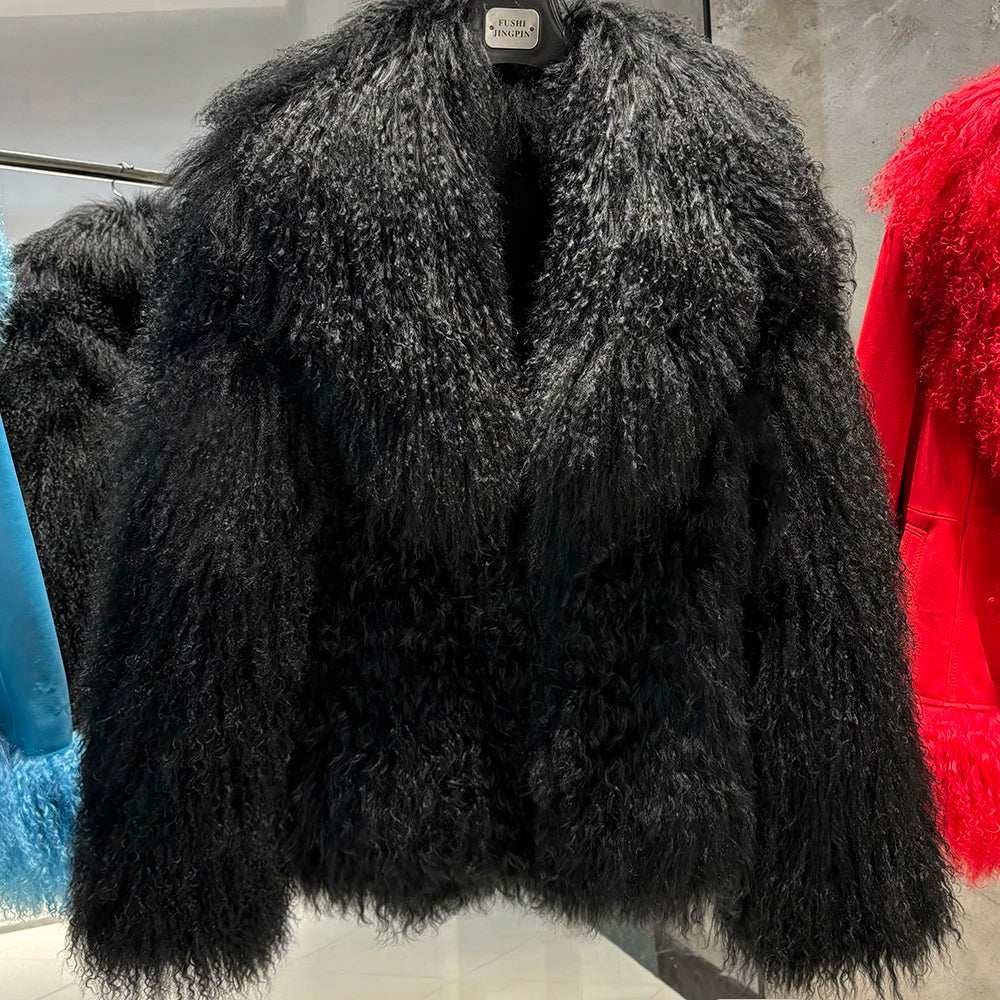 Anna Lisa Mongolia Fur Coat With Collar - La Vita Rosa