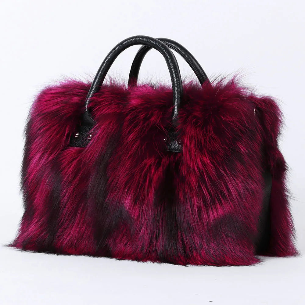 Real Fox Fur Tote Bag For Women Designer Luxury Exclusive