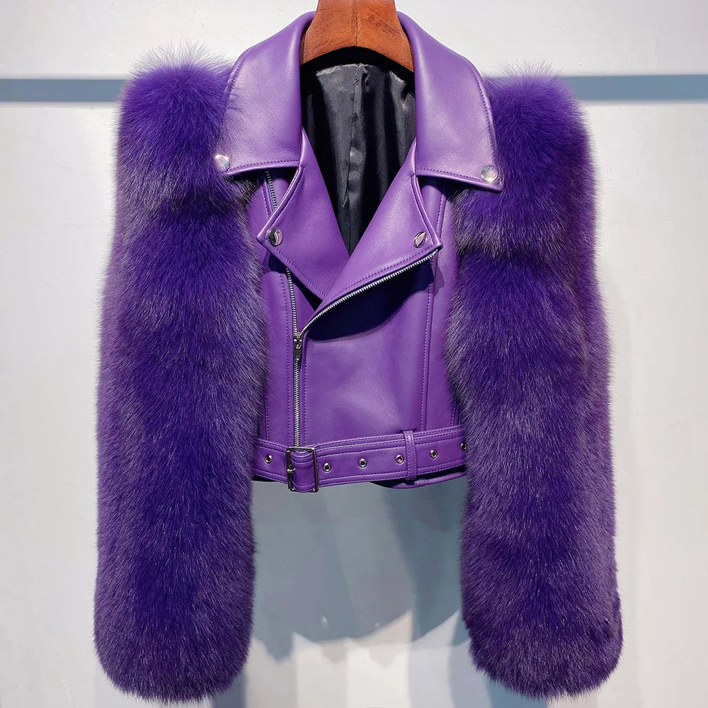 Regina Genuine Leather and Natural Fur Coat