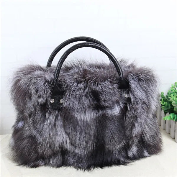 Real Fox Fur Tote Bag Designer Luxe Collection Exclusive