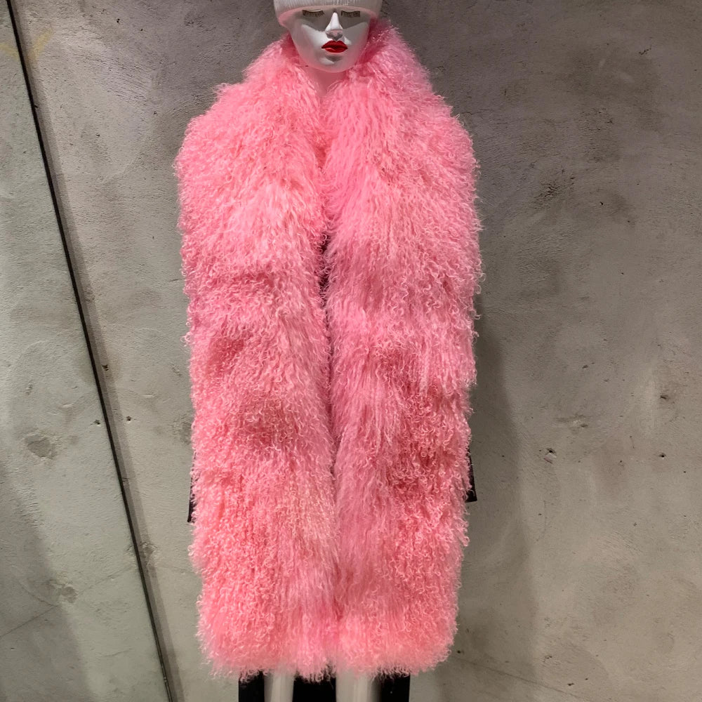 Sheep Fur Scarf - Mongolian Fur Shawl