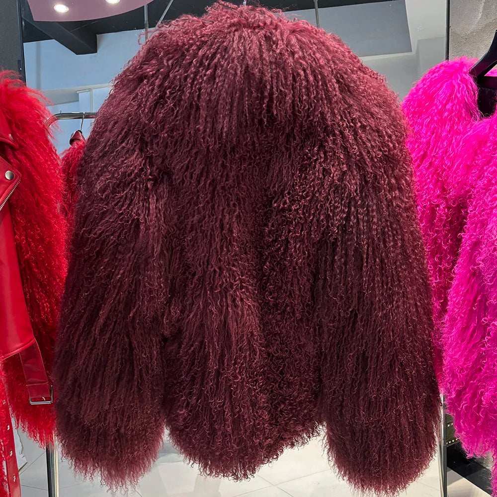 Anna Lisa Mongolia Fur Coat With Collar - La Vita Rosa