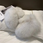 Fluffy fox fur gloves