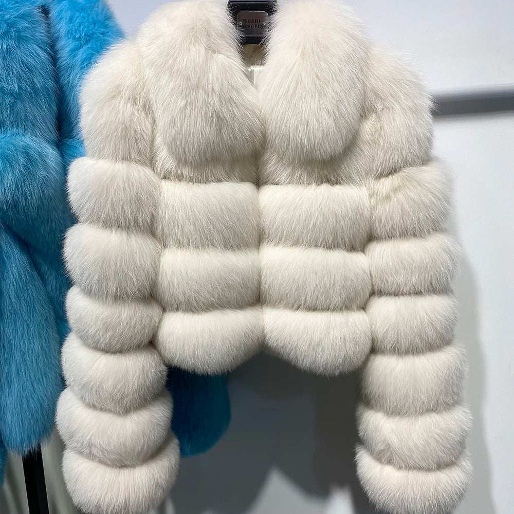 Anastasia Chic Cropped Fox Fur Coat - La Vita Rosa