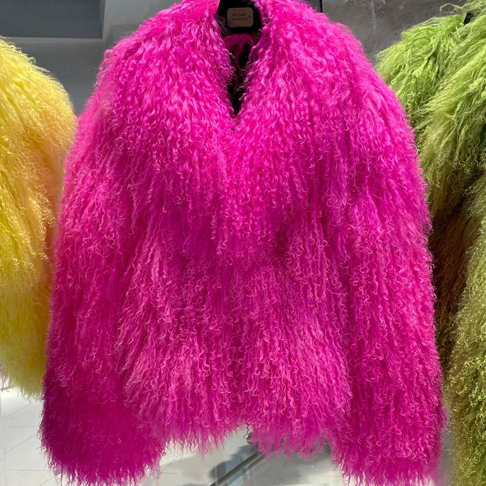 Anna Lisa Mongolia Fur Coat With Collar - La Vita Rosa