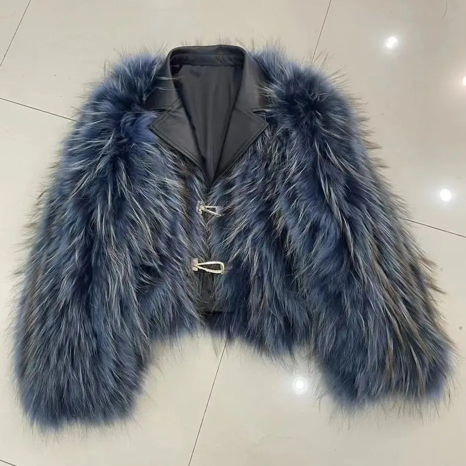 Quinn  Raccoon Fur and Genuine Leather Jacket