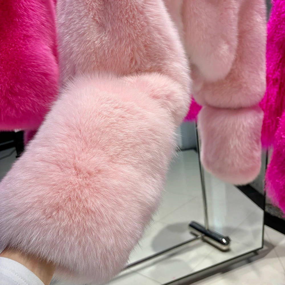 Serena Glow Cropped Fox Fur Coat