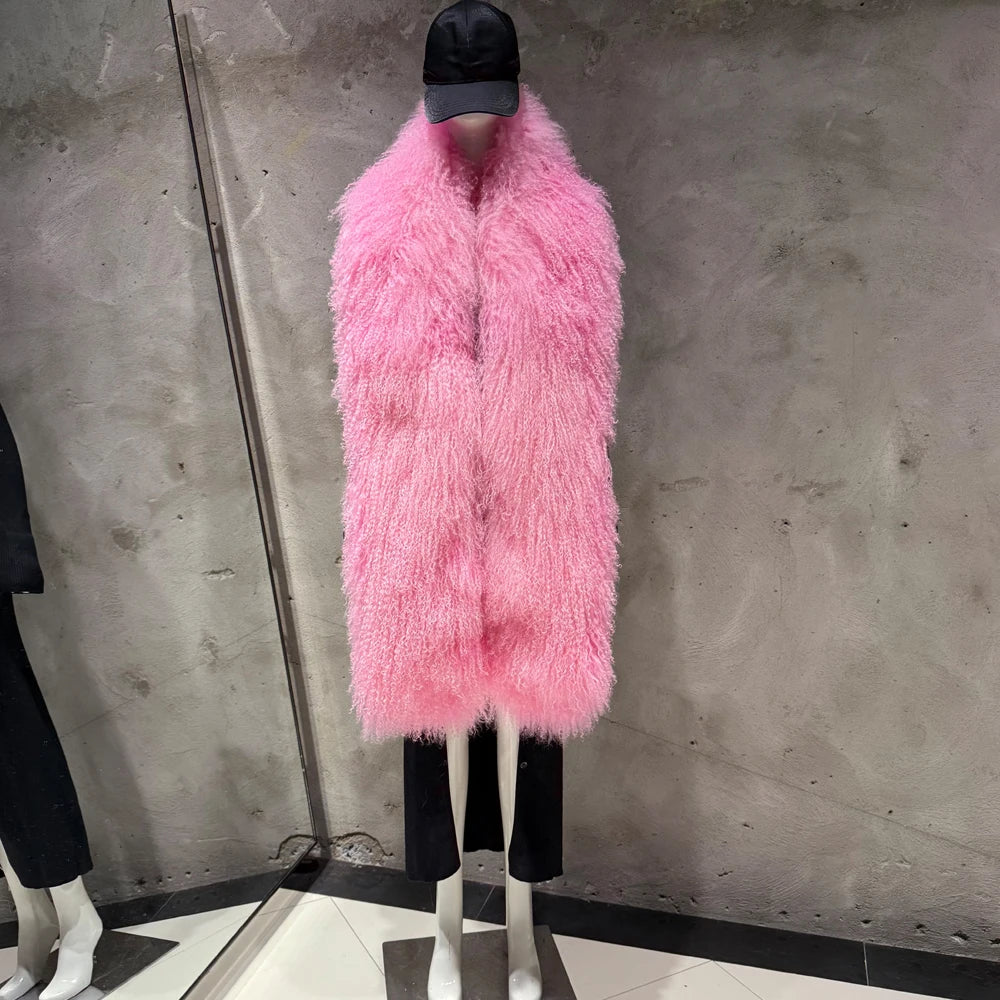 Sheep Fur Scarf - Mongolian Fur Shawl