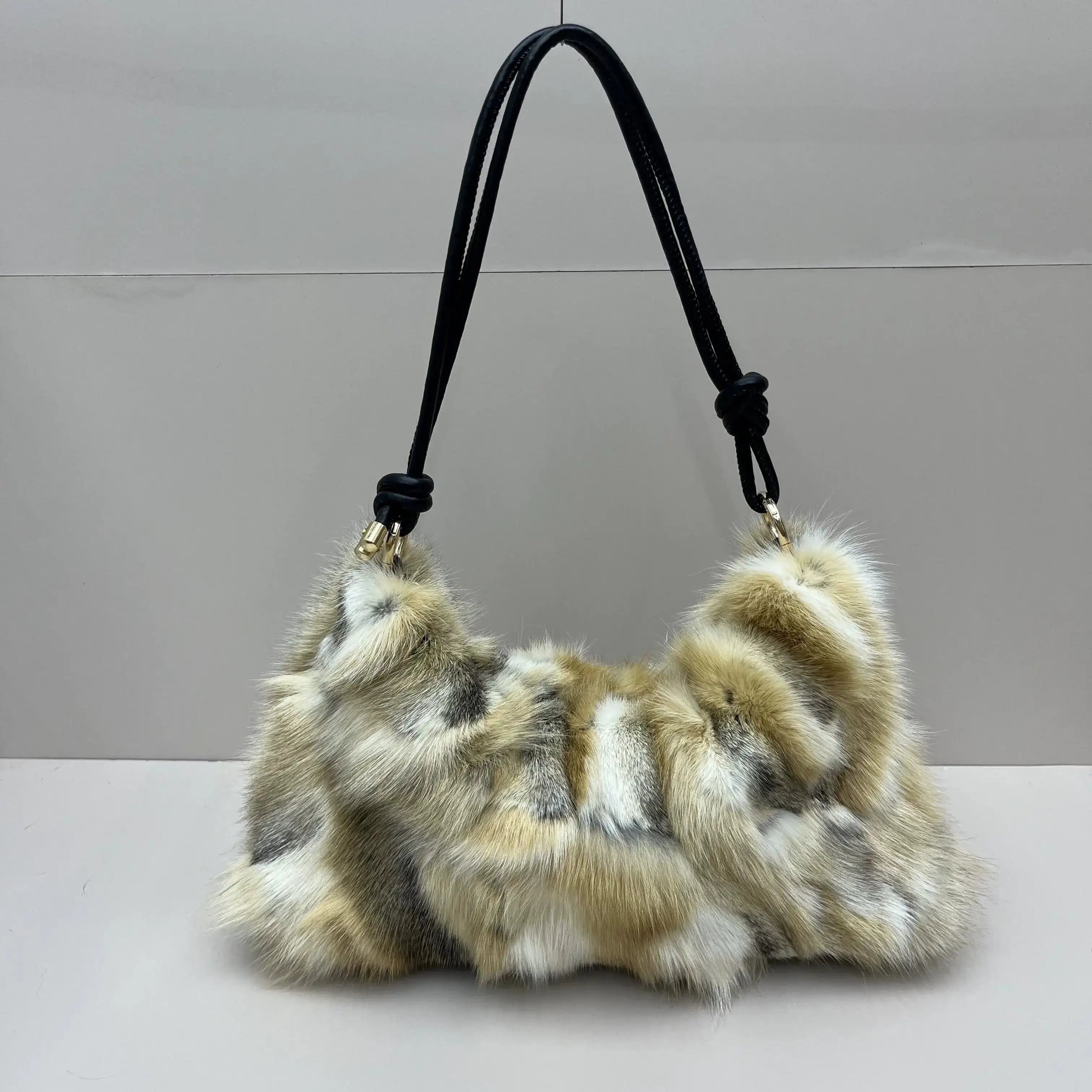 Winter Fox Fur Bag Real Silver Fox Fur Shoulder Bag Elite