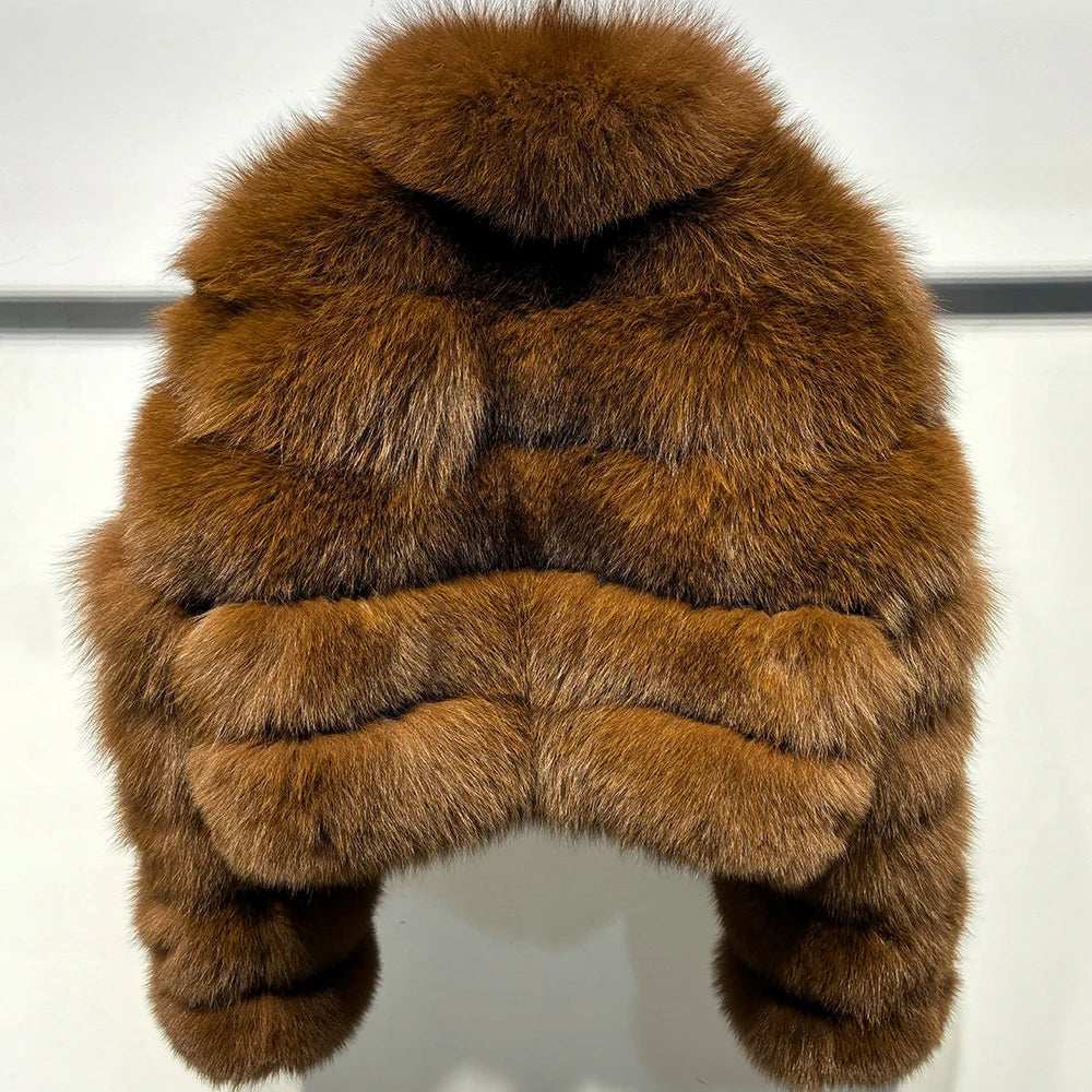 Anastasia Chic Cropped Fox Fur Coat - La Vita Rosa