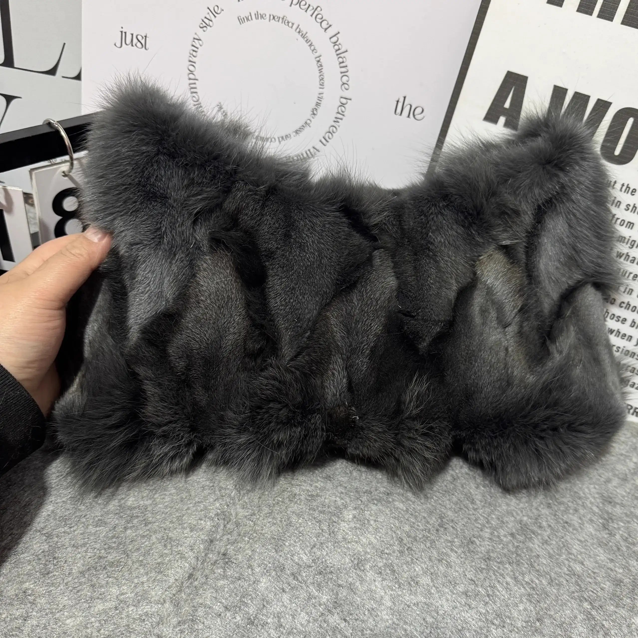 Winter Fox Fur Bag Real Silver Fox Fur Shoulder Bag Elite