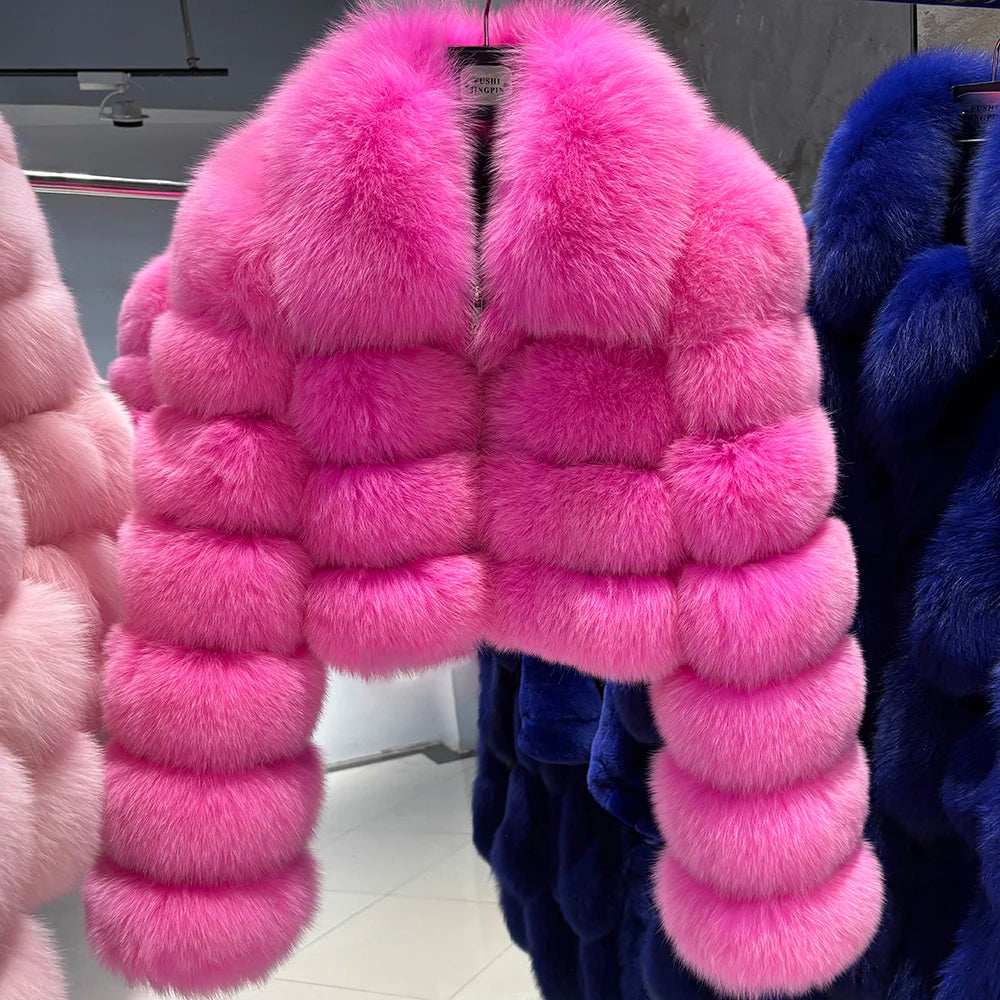 Anastasia Chic Cropped Fox Fur Coat - La Vita Rosa