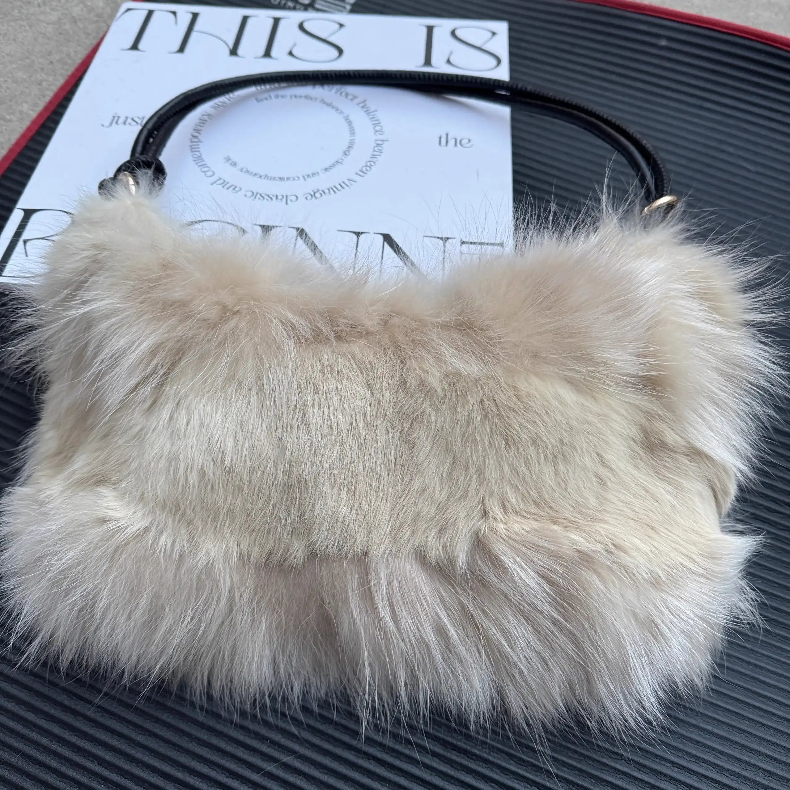 Winter Fox Fur Handbag Real Silver Fox Fur Elite