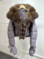 Jenny Luxury Down Jacket in Genuine Natural Fox Fur and White Duck Down