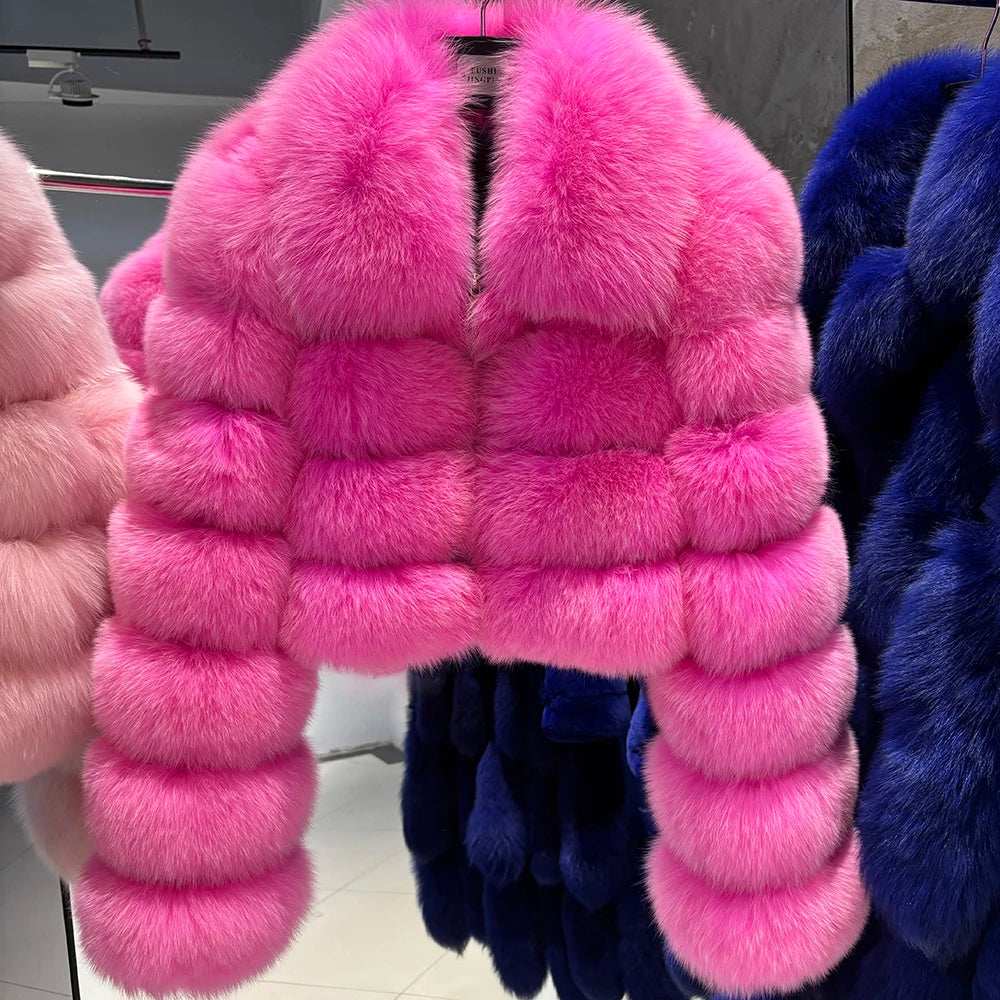 Anastasia Chic Cropped Fox Fur Coat - La Vita Rosa