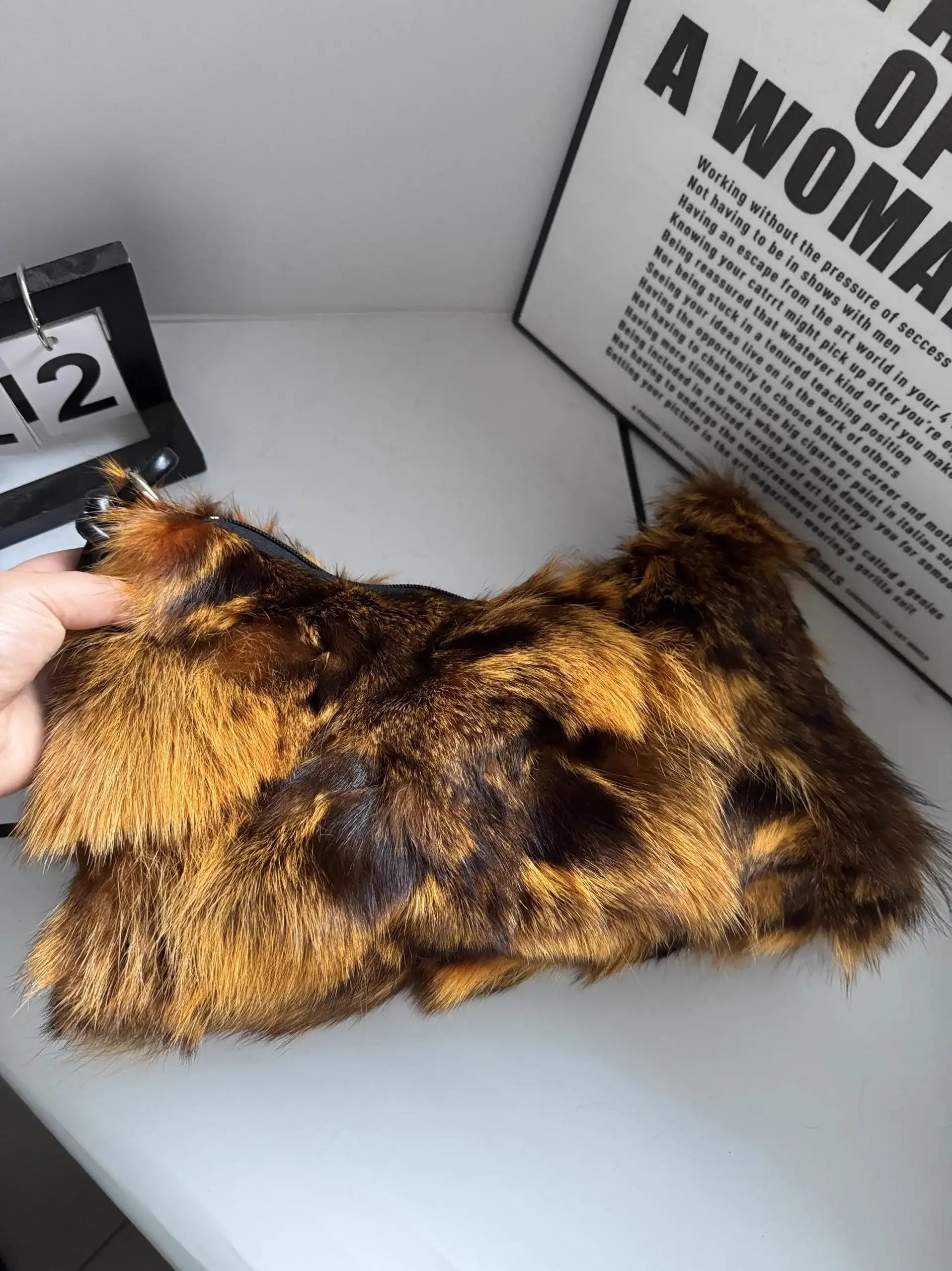 Winter Fox Fur Bag Real Silver Fox Fur Handbag Exclusive