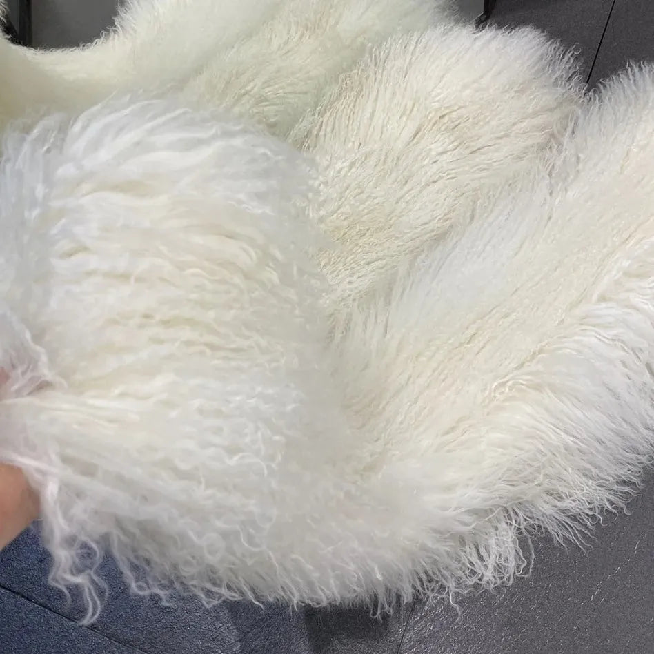 Sheep Fur Scarf - Mongolian Fur Shawl