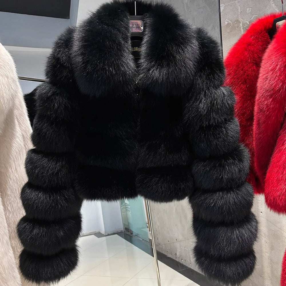 Anastasia Chic Cropped Fox Fur Coat - La Vita Rosa