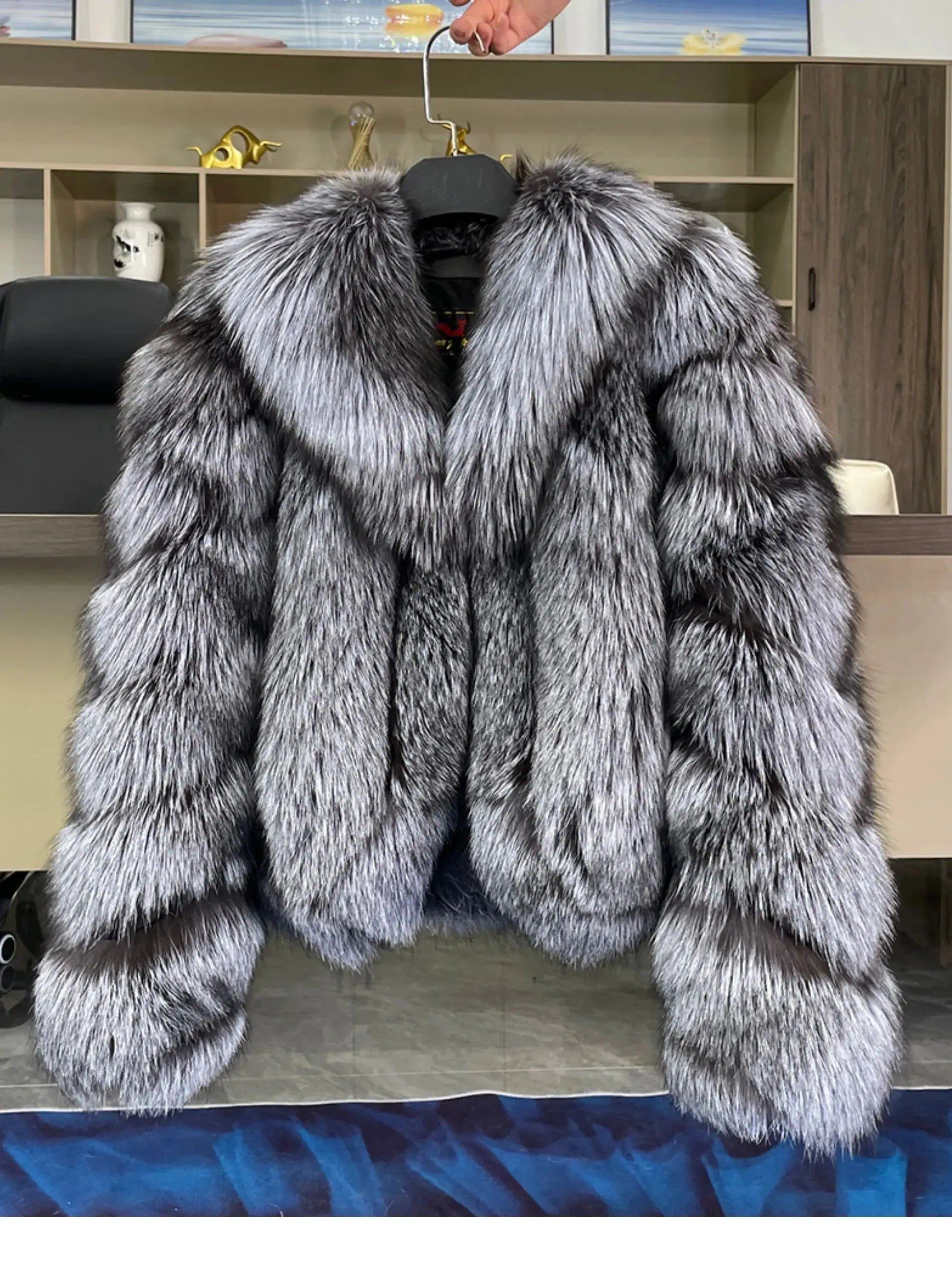 Erika Big Fluffy Fox Fur Coat