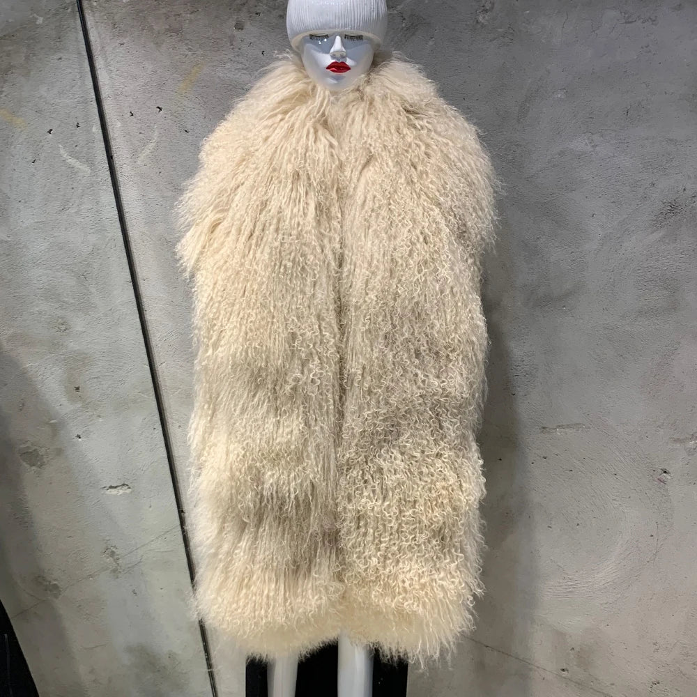 Sheep Fur Scarf - Mongolian Fur Shawl