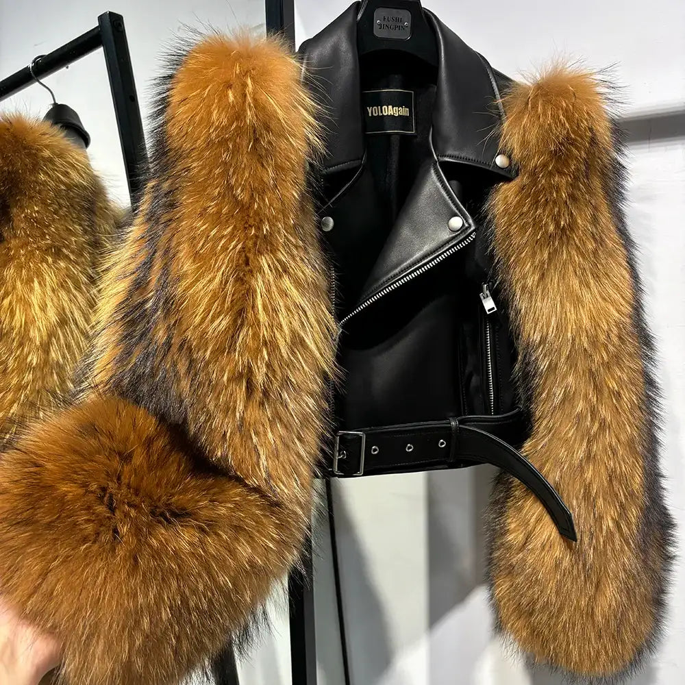 Regina Genuine Leather and Natural Fur Coat