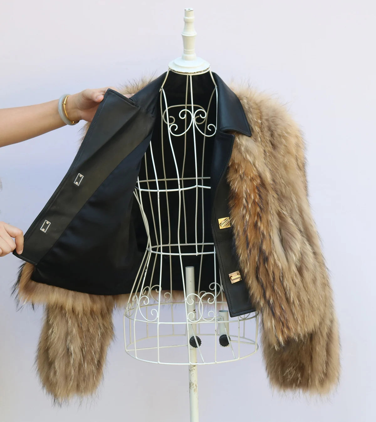 Quinn  Raccoon Fur and Genuine Leather Jacket