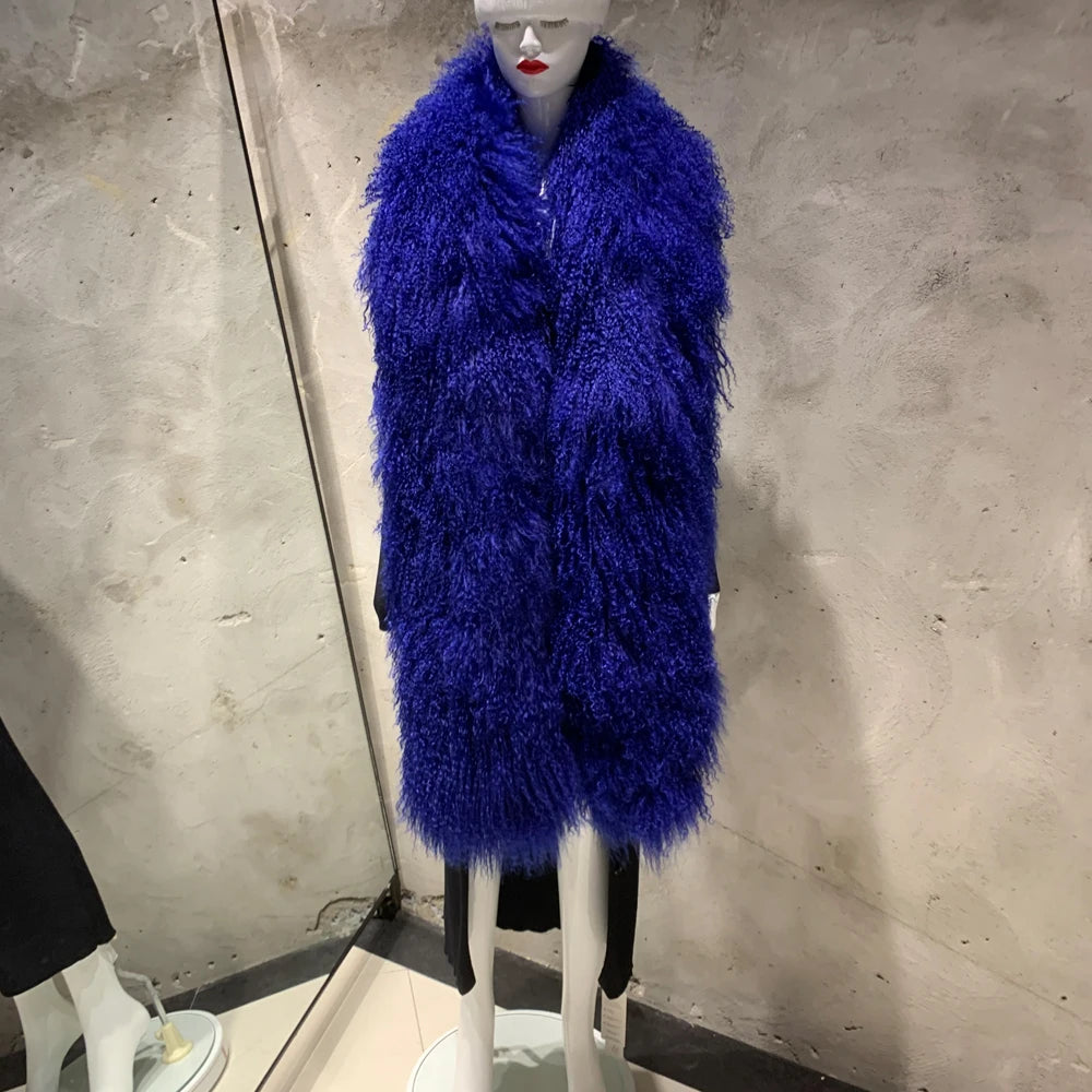 Sheep Fur Scarf - Mongolian Fur Shawl