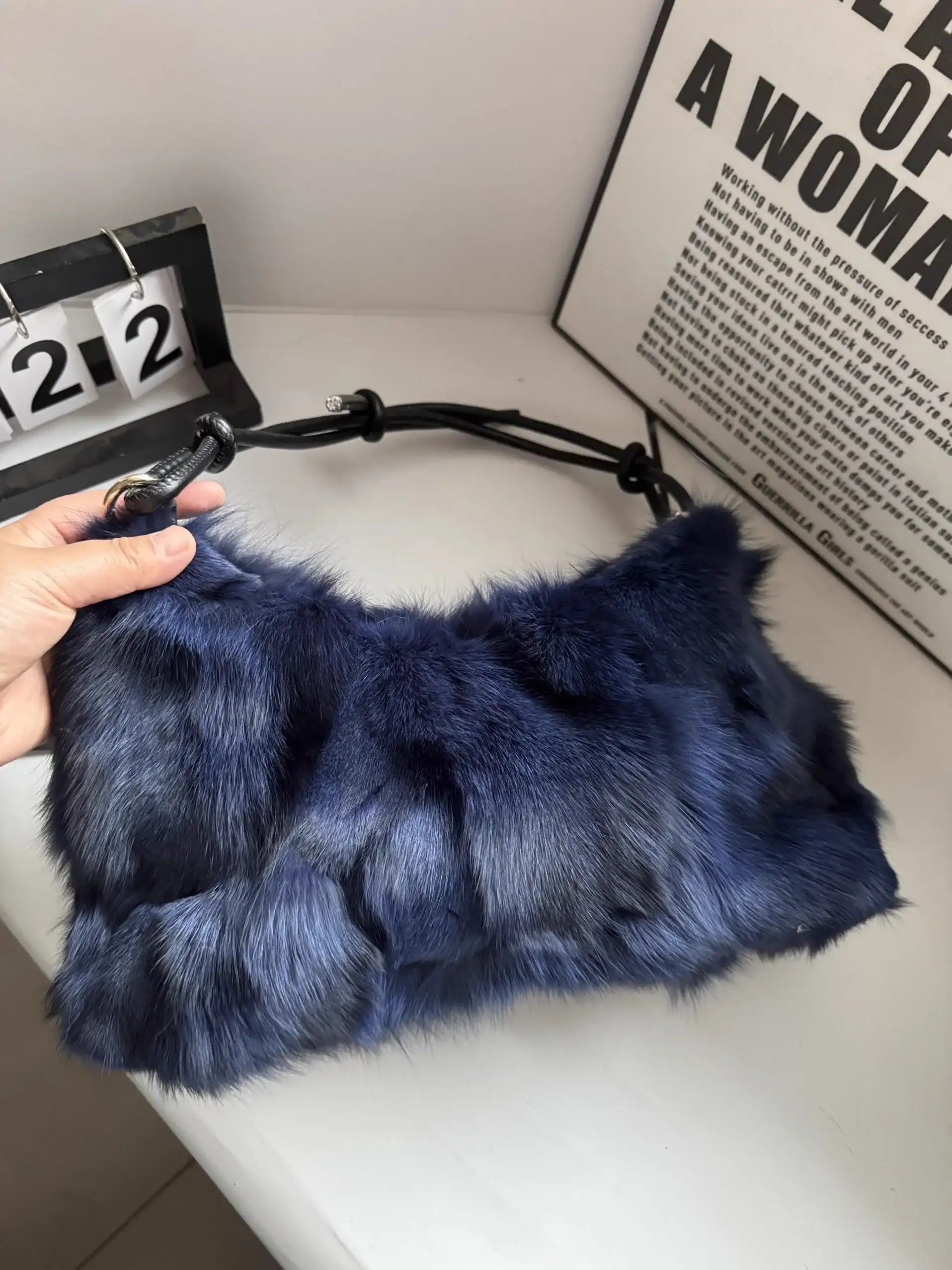 Winter Fox Fur Bag Real Silver Fox Fur Handbag Exclusive