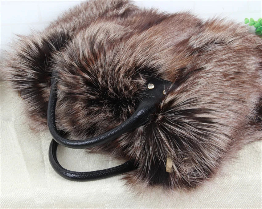 Fox Fur Luxury Tote Bag Exclusive Designer Handbag