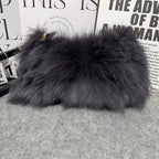 Winter Fox Fur Shoulder Bag Real Silver Fox Fur Exclusive