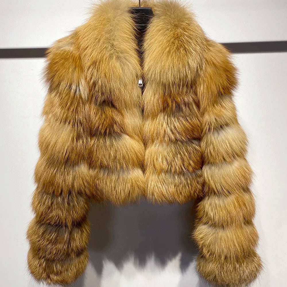 Anastasia Chic Cropped Fox Fur Coat - La Vita Rosa