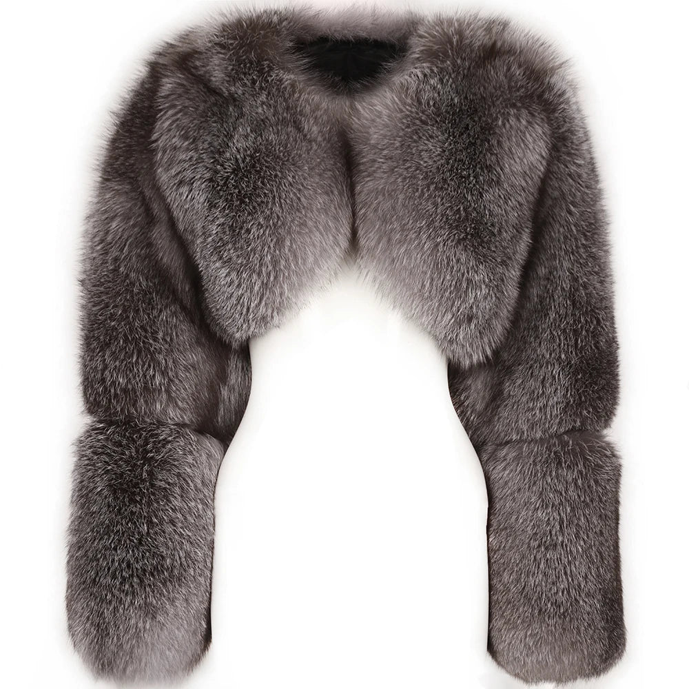 Serena Glow Cropped Fox Fur Coat