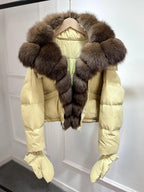 Jenny Luxury Down Jacket in Genuine Natural Fox Fur and White Duck Down