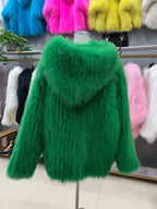 Lili Rose Oversized Real Fox Fur Coat with Hood