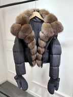 Jenny Luxury Down Jacket in Genuine Natural Fox Fur and White Duck Down